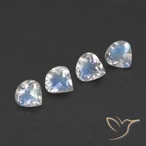 1.35ctw Natural Blanco azulado Piedra lunar arcoíris, En forma de pera, Transparente