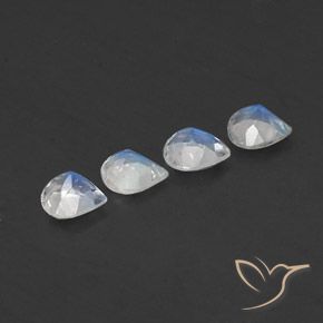 Gemas de Piedra lunar arcoíris Blanco azulado natural de 1.35 ct, En forma de pera, Transparente