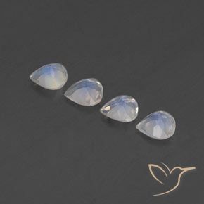 Gemas de Piedra lunar arcoíris Blanco azulado natural de 1.37 ct, En forma de pera, Transparente