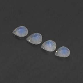 Gemas de piedra de luna arcoíris blanco natural de 1,40 ct, en forma de pera, transparente