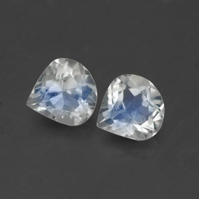 Gemas de piedra de luna arcoíris blanco natural de  ct, en forma de pera, transparente