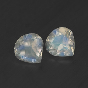 Gemas de piedra de luna arcoíris blanco natural de  ct, en forma de pera, transparente