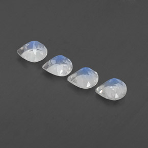 Gemas de piedra de luna arcoíris blanco natural de 1,50 ct, en forma de pera, transparente