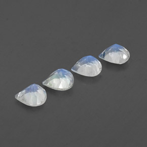Gemas de piedra de luna arcoíris blanco natural de 1,49 ct, en forma de pera, transparente