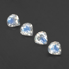 Gemas de piedra de luna arcoíris blanco natural de 1,51 ct, en forma de pera, transparente