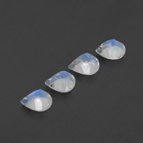 Gemas de piedra de luna arcoíris blanco natural de 1,51 ct, en forma de pera, transparente