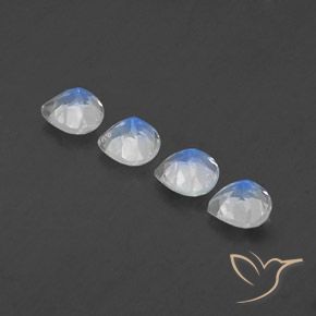 Gemas de Piedra lunar arcoíris Blanco azulado natural de 1.51 ct, En forma de pera, Transparente