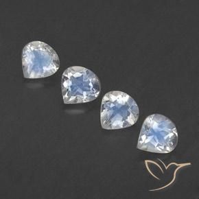 1.50ctw Natural Blanco azulado Piedra lunar arcoíris, En forma de pera, Transparente