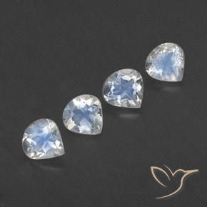 Gemas de Piedra lunar arcoíris Blanco azulado natural de 1.50 ct, En forma de pera, Transparente