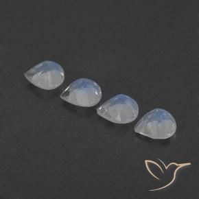 Gemas de Piedra lunar arcoíris Blanco azulado natural de 1.50 ct, En forma de pera, Transparente