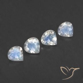 Gemas de Piedra lunar arcoíris Blanco azulado natural de 1.54 ct, En forma de pera, Transparente