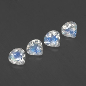 Gemas de piedra de luna arcoíris blanco natural de 1,49 ct, en forma de pera, transparente