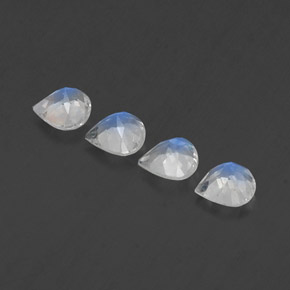 Gemas de piedra de luna arcoíris blanco natural de 1,49 ct, en forma de pera, transparente