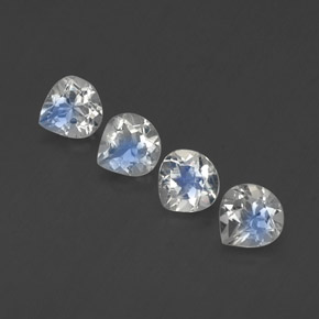 Gemas de piedra de luna arcoíris blanco natural de 1,64 ct, en forma de pera, transparente