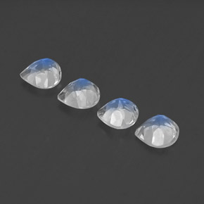 Gemas de piedra de luna arcoíris blanco natural de 1,64 ct, en forma de pera, transparente