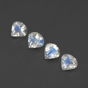 Gemas de piedra de luna arcoíris blanco natural de 1,37 ct, en forma de pera, transparente