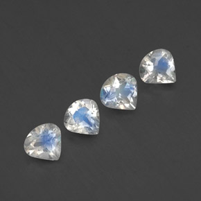 Gemas de piedra de luna arcoíris blanco natural de 1,37 ct, en forma de pera, transparente