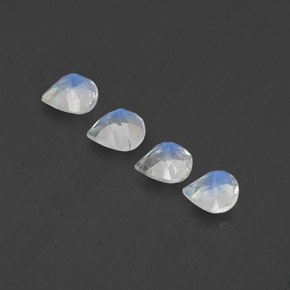 Gemas de piedra de luna arcoíris blanco natural de 1,37 ct, en forma de pera, transparente