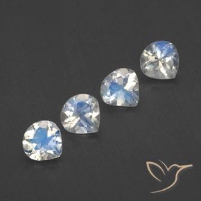 Gemas de Piedra lunar arcoíris Blanco azulado natural de 1.53 ct, En forma de pera, Transparente