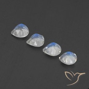 Gemas de Piedra lunar arcoíris Blanco azulado natural de 1.53 ct, En forma de pera, Transparente
