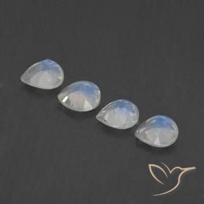 Gemas de Piedra lunar arcoíris Blanco azulado natural de 1.46 ct, En forma de pera, Transparente