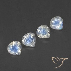 Gemas de Piedra lunar arcoíris Blanco azulado natural de 1.70 ct, En forma de pera, Transparente