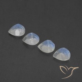 Gemas de Piedra lunar arcoíris Blanco azulado natural de 1.70 ct, En forma de pera, Transparente