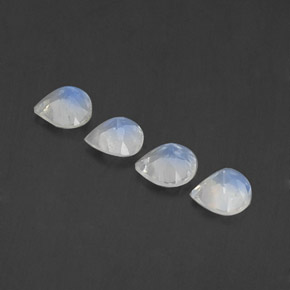 Gemas de piedra de luna arcoíris blanco natural de 1,43 ct, en forma de pera, transparente