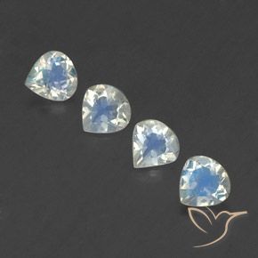 1.36ctw Natural Blanco azulado Piedra lunar arcoíris, En forma de pera, Transparente