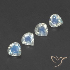 Gemas de Piedra lunar arcoíris Blanco azulado natural de 1.36 ct, En forma de pera, Transparente
