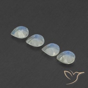 Gemas de Piedra lunar arcoíris Blanco azulado natural de 1.36 ct, En forma de pera, Transparente