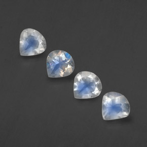 Gemas de piedra de luna arcoíris blanco natural de 1,55 ct, en forma de pera, transparente