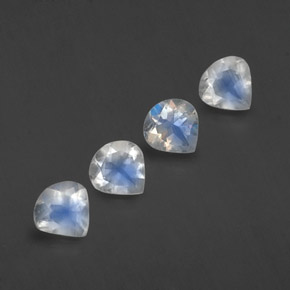 Gemas de piedra de luna arcoíris blanco natural de 1,55 ct, en forma de pera, transparente
