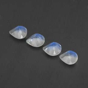 Gemas de piedra de luna arcoíris blanco natural de 1,55 ct, en forma de pera, transparente