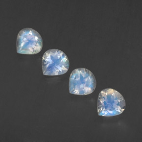 Gemas de piedra de luna arcoíris blanco natural de  ct, en forma de pera, transparente