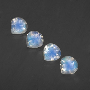 Gemas de piedra de luna arcoíris blanco natural de  ct, en forma de pera, transparente