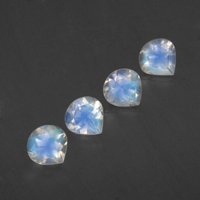 Gemas de piedra de luna arcoíris blanco natural de  ct, en forma de pera, transparente