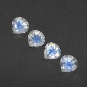 Gemas de piedra de luna arcoíris blanco natural de 1,67 ct, en forma de pera, transparente