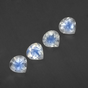 Gemas de piedra de luna arcoíris blanco natural de 1,67 ct, en forma de pera, transparente