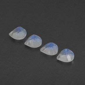 Gemas de piedra de luna arcoíris blanco natural de 1,67 ct, en forma de pera, transparente