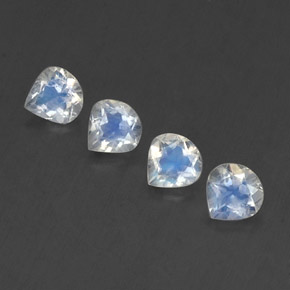 Gemas de piedra de luna arcoíris blanco natural de 1,49 ct, en forma de pera, transparente