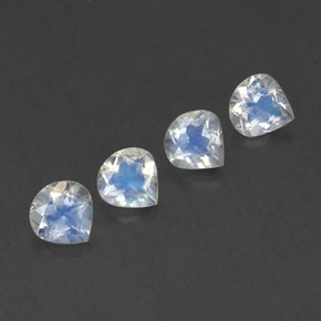 Gemas de piedra de luna arcoíris blanco natural de 1,49 ct, en forma de pera, transparente
