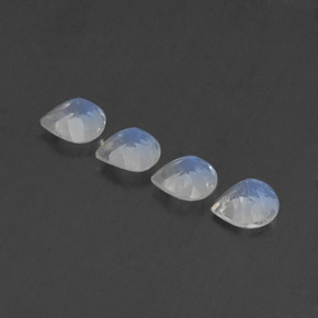 Gemas de piedra de luna arcoíris blanco natural de 1,49 ct, en forma de pera, transparente