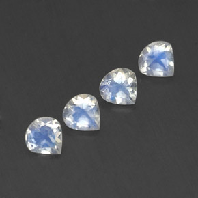 Gemas de piedra de luna arcoíris blanco natural de 1,37 ct, en forma de pera, transparente
