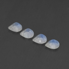 Gemas de piedra de luna arcoíris blanco natural de 1,37 ct, en forma de pera, transparente