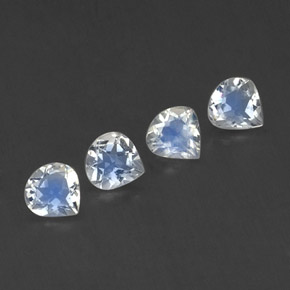 Gemas de piedra de luna arcoíris blanco natural de 1,39 ct, en forma de pera, transparente
