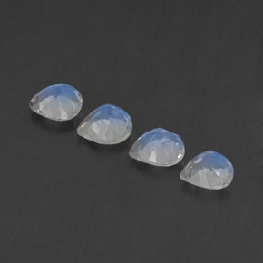 Gemas de piedra de luna arcoíris blanco natural de 1,47 ct, en forma de pera, transparente
