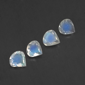 Gemas de piedra de luna arcoíris blanco natural de  ct, en forma de pera, transparente