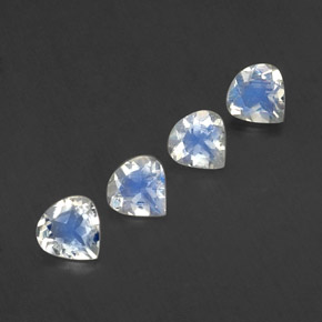 Gemas de piedra de luna arcoíris blanco natural de 1,30 ct, en forma de pera, transparente