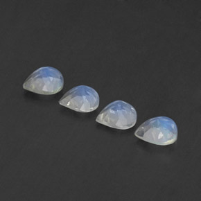 Gemas de piedra de luna arcoíris blanco natural de 1,30 ct, en forma de pera, transparente